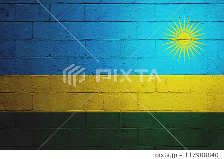 Flag of Rwanda painted on a wall Flag of Rwanda painted on a wall 117908840