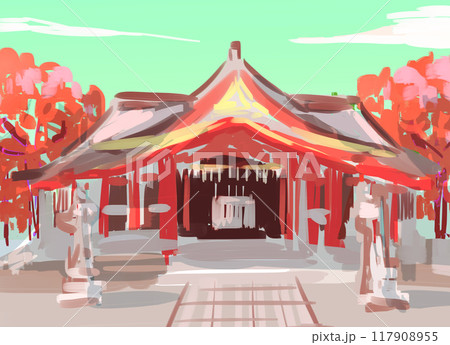 アバウトな神社の背景 秋 アバウトな神社の背景 秋 117908955