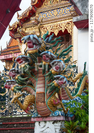 Seven headed dragon statue at Wat Suwan Khiri Wong in Phuket Seven headed dragon statue at Wat Suwan Khiri Wong in Phuket 117909070