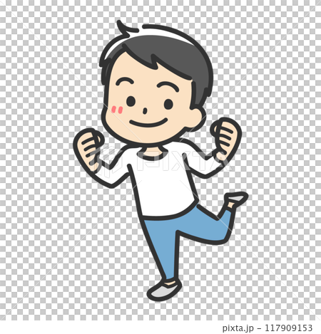 Illustration of a man doing a guts pose 117909153