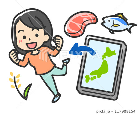 ふるさと納税をする女性のイラスト 117909154