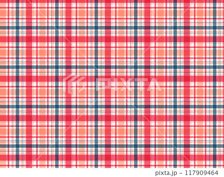 シームレスな手描き風チェック柄　ピンク系 117909464