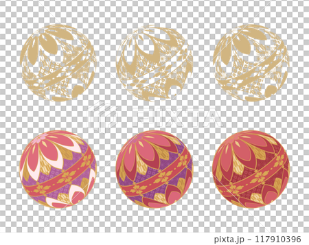 日本圖案球插畫素材集 日本圖案球插畫素材集 117910396