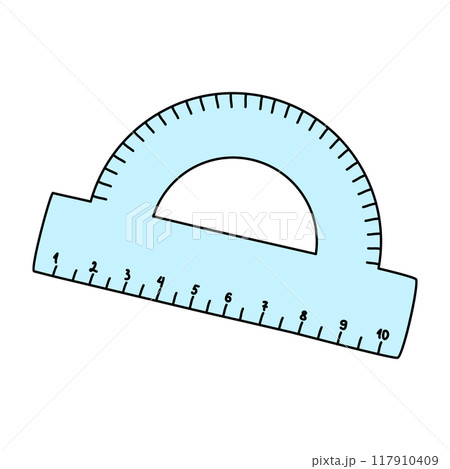Protractor ruler, back to school concept, doodle style vector 117910409