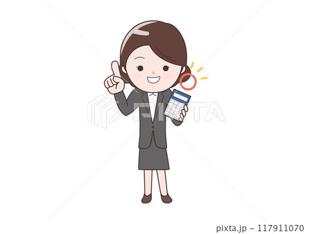 電卓を持っているビジネスウーマン 電卓を持っているビジネスウーマン 117911070