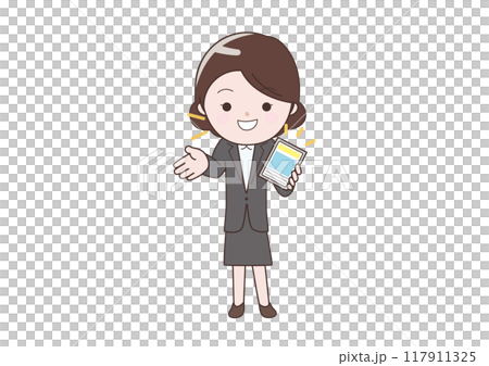 用平板電腦解釋的女商人 117911325