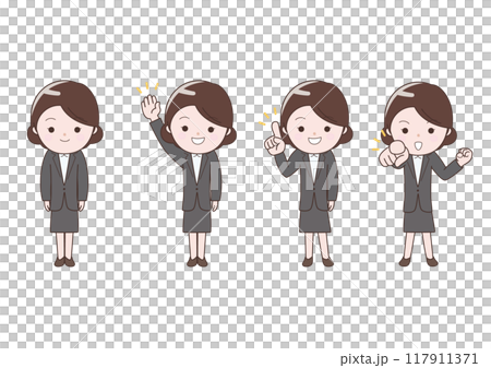 Business woman set such as pointing Business woman set such as pointing 117911371