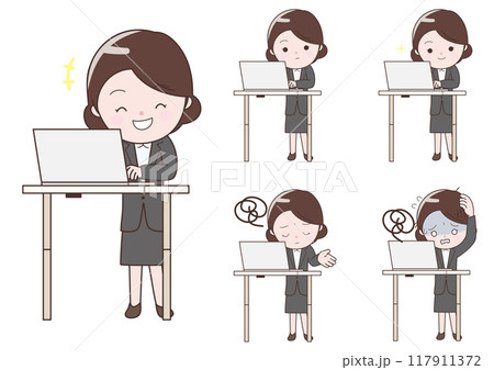 スタンディングデスクワークのセット 117911372