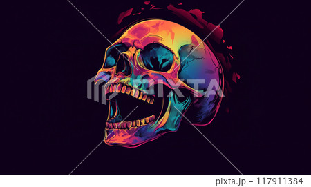 笑うドクロのイラスト 笑うドクロのイラスト 117911384