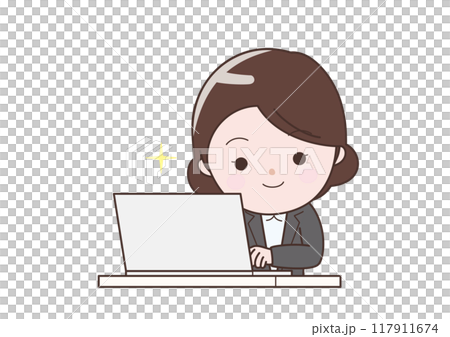 心情好在辦公桌前工作的女商人 心情好在辦公桌前工作的女商人 117911674