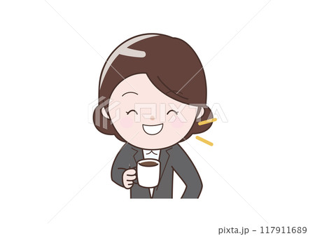 コーヒーを飲んで休憩中のビジネスウーマン 117911689