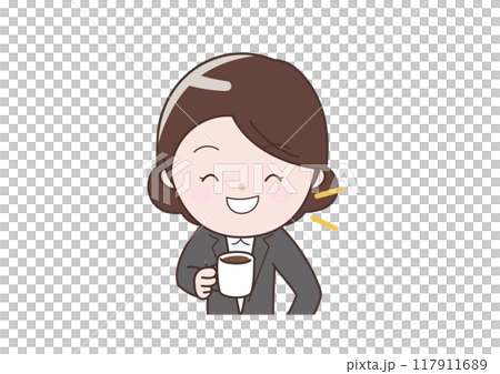 コーヒーを飲んで休憩中のビジネスウーマン 117911689