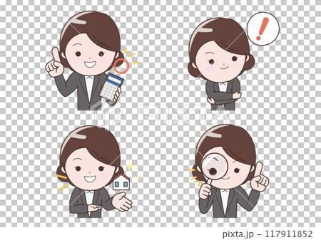 Set of business women selling houses Set of business women selling houses 117911852