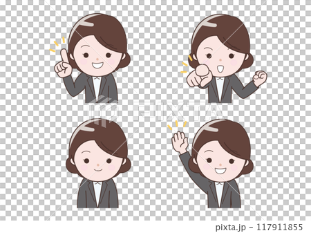 Business woman set such as pointing Business woman set such as pointing 117911855