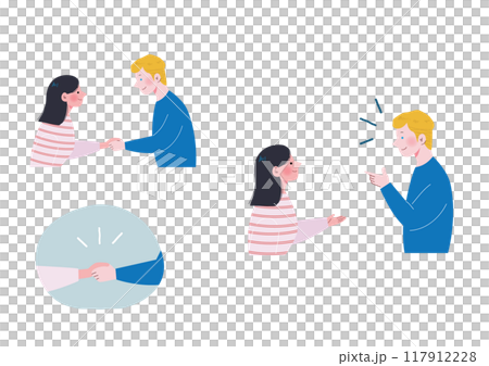 握手をして自己境界する日本人女性と白人男性 握手をして自己境界する日本人女性と白人男性 117912228