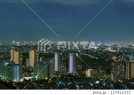 川崎駅周辺～東京都心部・東京タワー・スカイツリー方面の眺望夜景 117912255