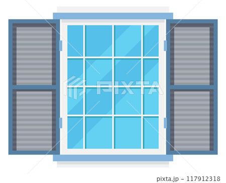 Retro window icon. Cartoon architecture element Retro window icon. Cartoon architecture element 117912318