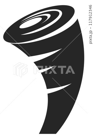 Tornado black icon. Storm wind catastrophe symbol 117912346
