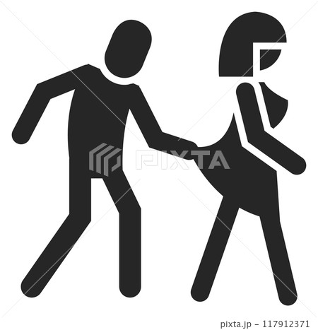 Street harassment. Man attack woman. Sexual assault 117912371