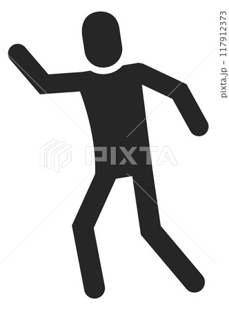 Man black pictogram. Stickman waving hand icon 117912373