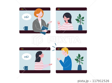オンライン英会話のイラストセット 117912526