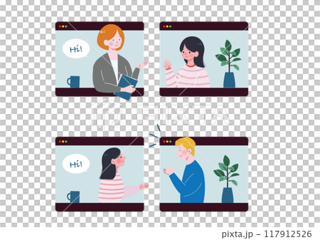 オンライン英会話のイラストセット 117912526