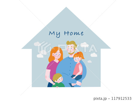 幸せそうな白人家族のイラスト 117912533