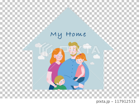 幸せそうな白人家族のイラスト 117912533