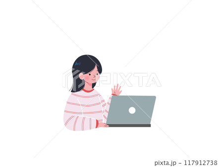 ビデオチャットで話す女の子 ビデオチャットで話す女の子 117912738