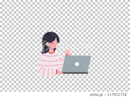 女孩在視訊聊天中說話 女孩在視訊聊天中說話 117912738