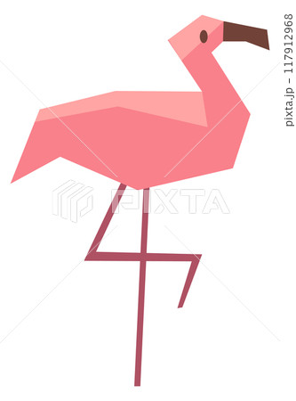 Flamingo icon. Cute pink low poly birdのイラスト素材 [117912968