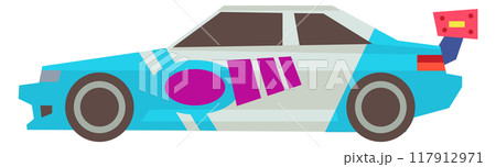 Rally car icon. Racing color toy side view 117912971