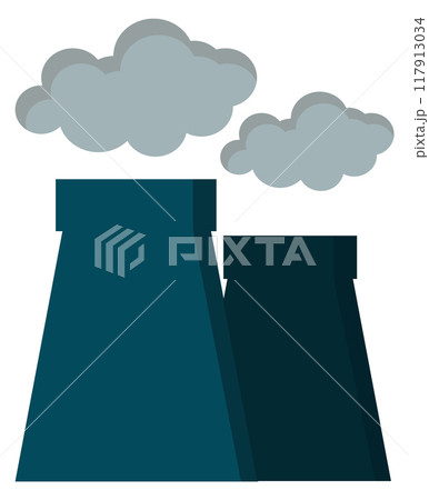Nuclear power plant color icon. Industrial building 117913034
