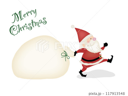 大きな袋絵お引くサンタクロース 117913548