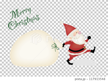 大きな袋絵お引くサンタクロース 117913548
