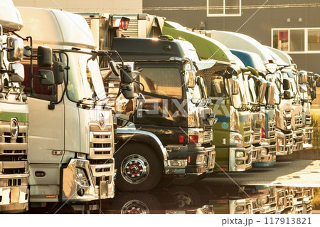 並んで停まっている大型トラック 並んで停まっている大型トラック 117913821