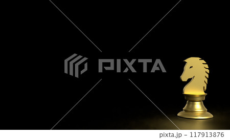 The gold knight chess for Business concept 3d rendering. The gold knight chess for Business concept 3d rendering. 117913876