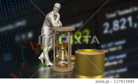 The man and sand clock for Business concept 3d rendering. 117913885