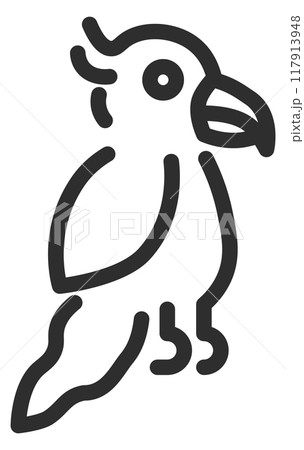 Parrot line icon. Pet bird black symbol Parrot line icon. Pet bird black symbol 117913948