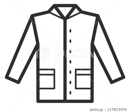 Jacket line icon. Clothes store symbol. Outerwear sign Jacket line icon. Clothes store symbol. Outerwear sign 117913970