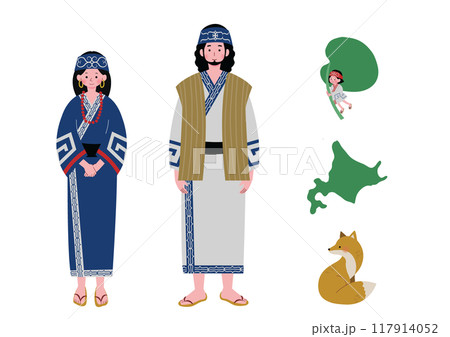 北海道のアイヌ文化のイラストセット 117914052