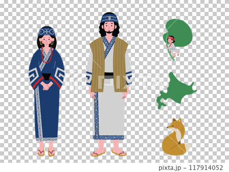 北海道のアイヌ文化のイラストセット 117914052