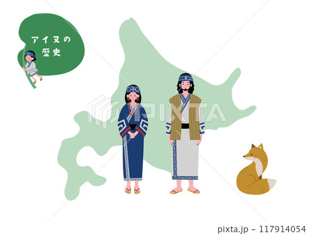 アイヌ民族の男女のイラスト 117914054