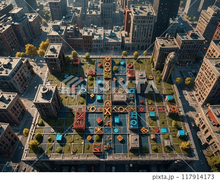 Aerial View of Urban Cityscape With Numerous Buildings. Generative AI 117914173