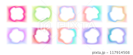 Collection of luminous colored gradient rectangular frames with inner blur abstract shape. Square vector backgrounds with aura for design Collection of luminous colored gradient rectangular frames with inner blur abstract shape. Square vector backgrounds with aura for design 117914508