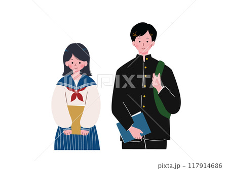 制服を着た男女のイラスト 117914686