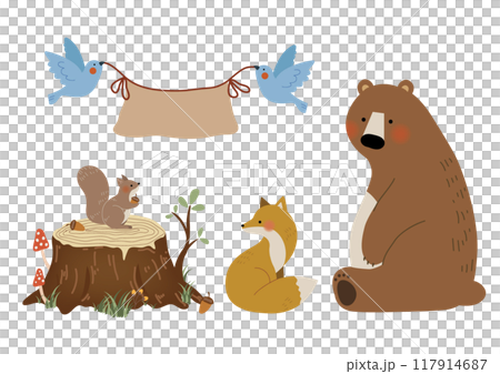 可愛い森の動物たちのイラストセット 117914687