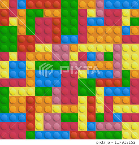 Colorful toy bricks seamless pattern. Plastic...のイラスト素材 [117915152] - PIXTA