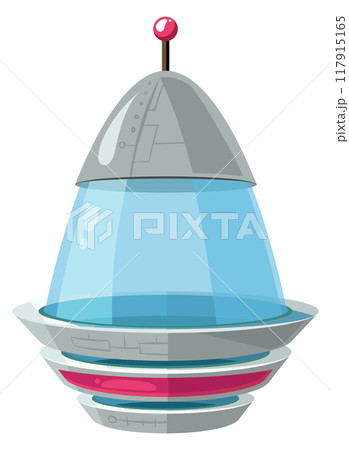 Alien spaceship cartoon icon. Flying ufo saucer Alien spaceship cartoon icon. Flying ufo saucer 117915165