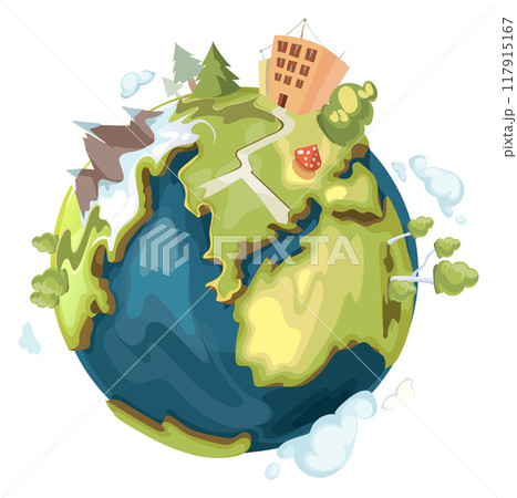 Planet ecosystem cartoon icon. Earth environment symbol 117915167